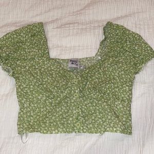 Green flower crop top